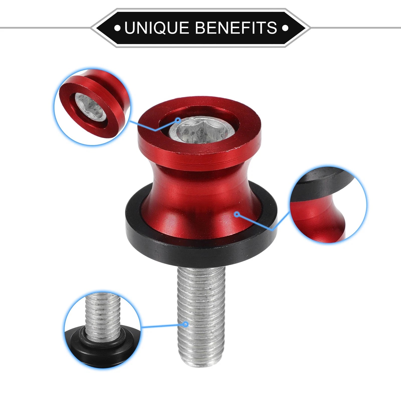 Motorbike Swingarm Spools CNC 10mm Pair for Universal Fitment (—)