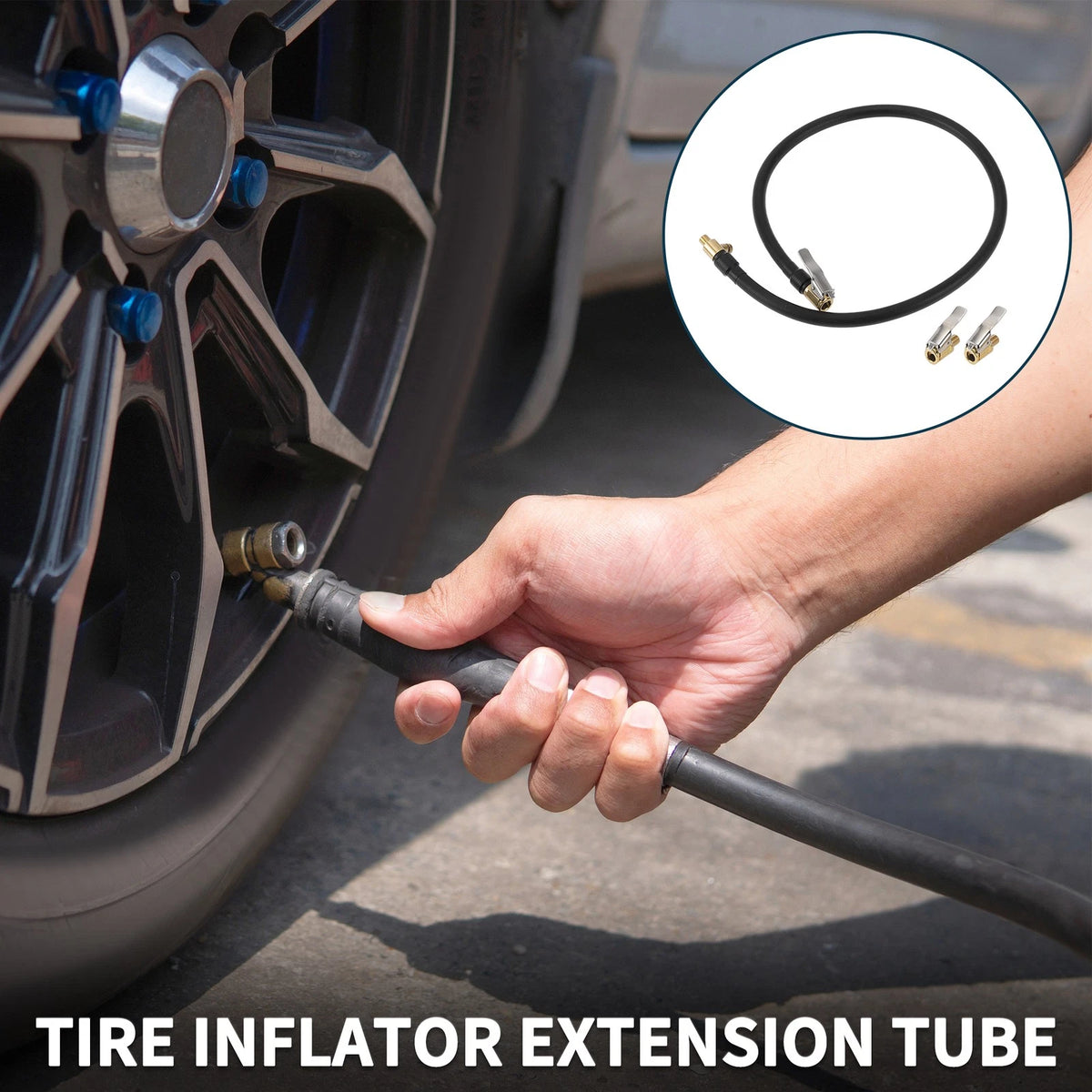 Tire Inflator Extension Tube 27.56in Replacement for Car Bike (32TPI)