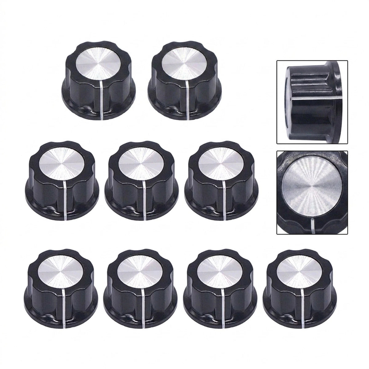 Pack of 10 6mm Dia Shaft Knobs for Top
