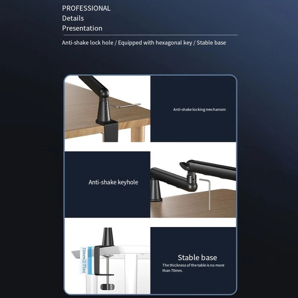 Adjustable Desk Microphone Arm Stand - Sturdy Metal Design