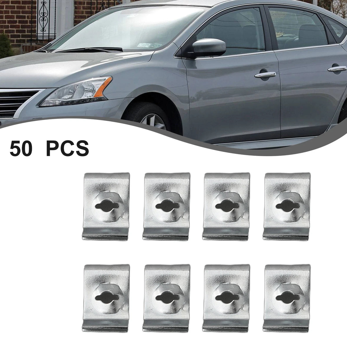 50 Pc Dashboard Panel U Nuts Fastener Clips for Car (Universal Fit)