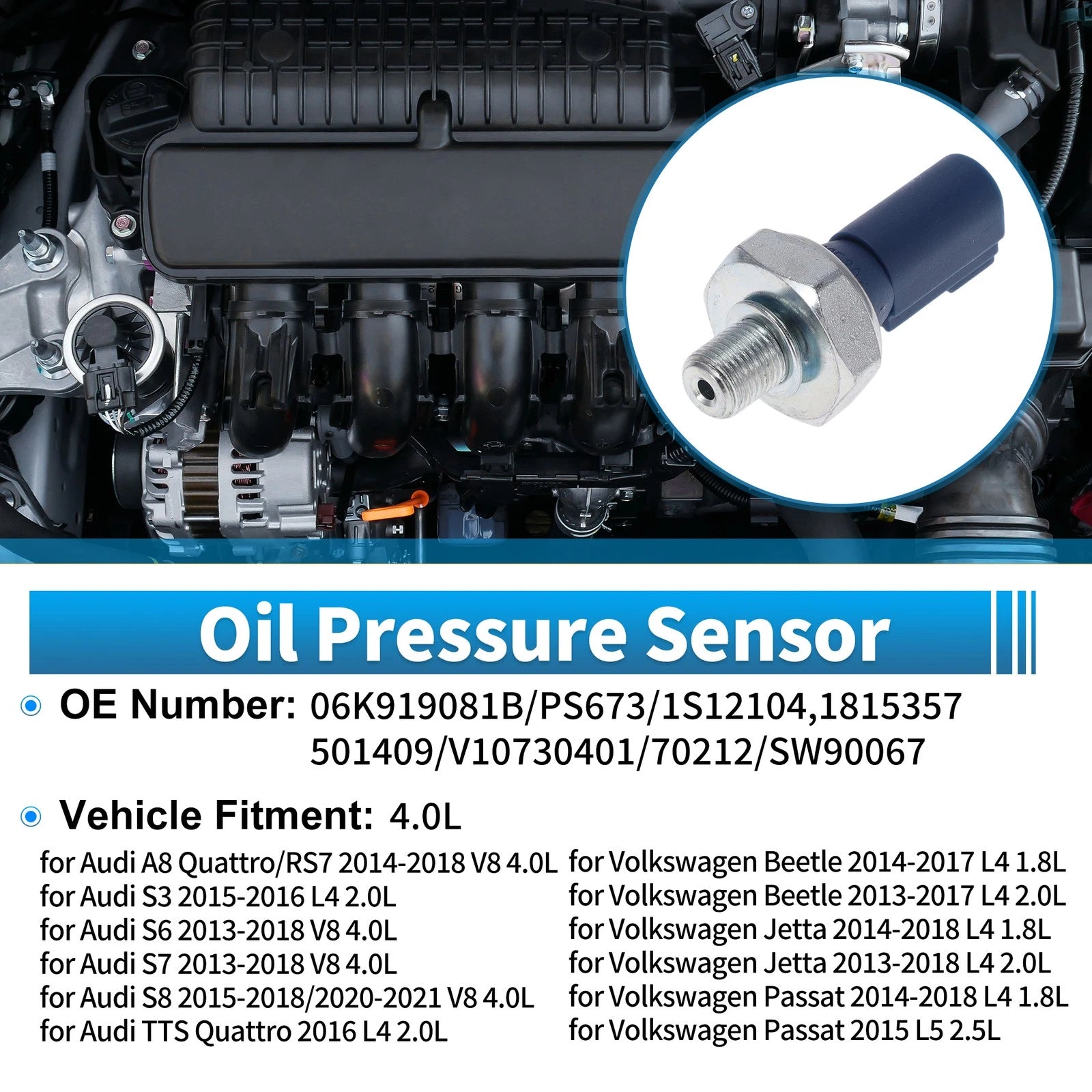 Engine Oil Pressure Sensor No.06K919081B for Audi A8 Quattro/RS7 (2014–2018)
