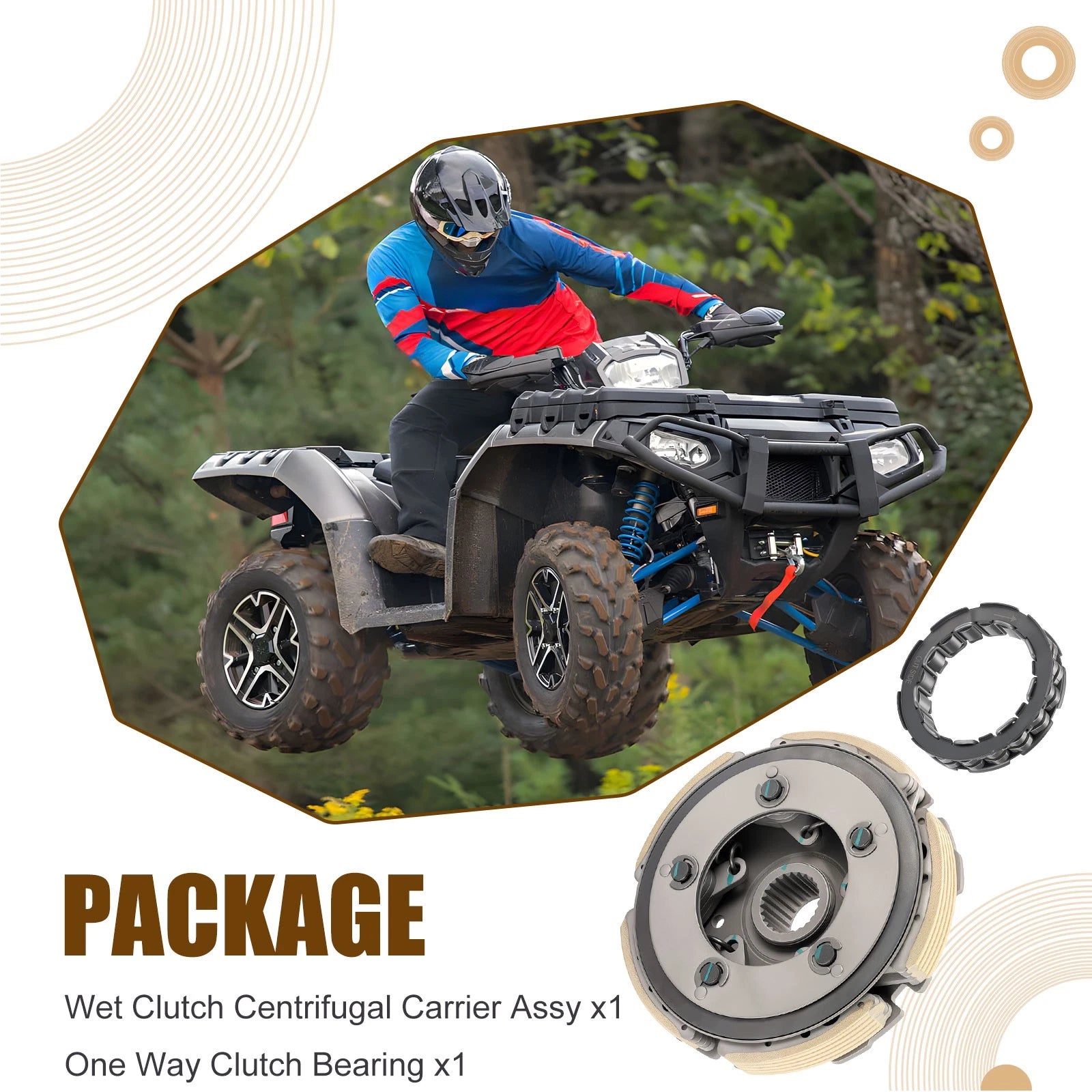 Wet Clutch Centrifugal Carrier & Bearing for Honda Fourtrax 300 TRX300 (1988–2000)