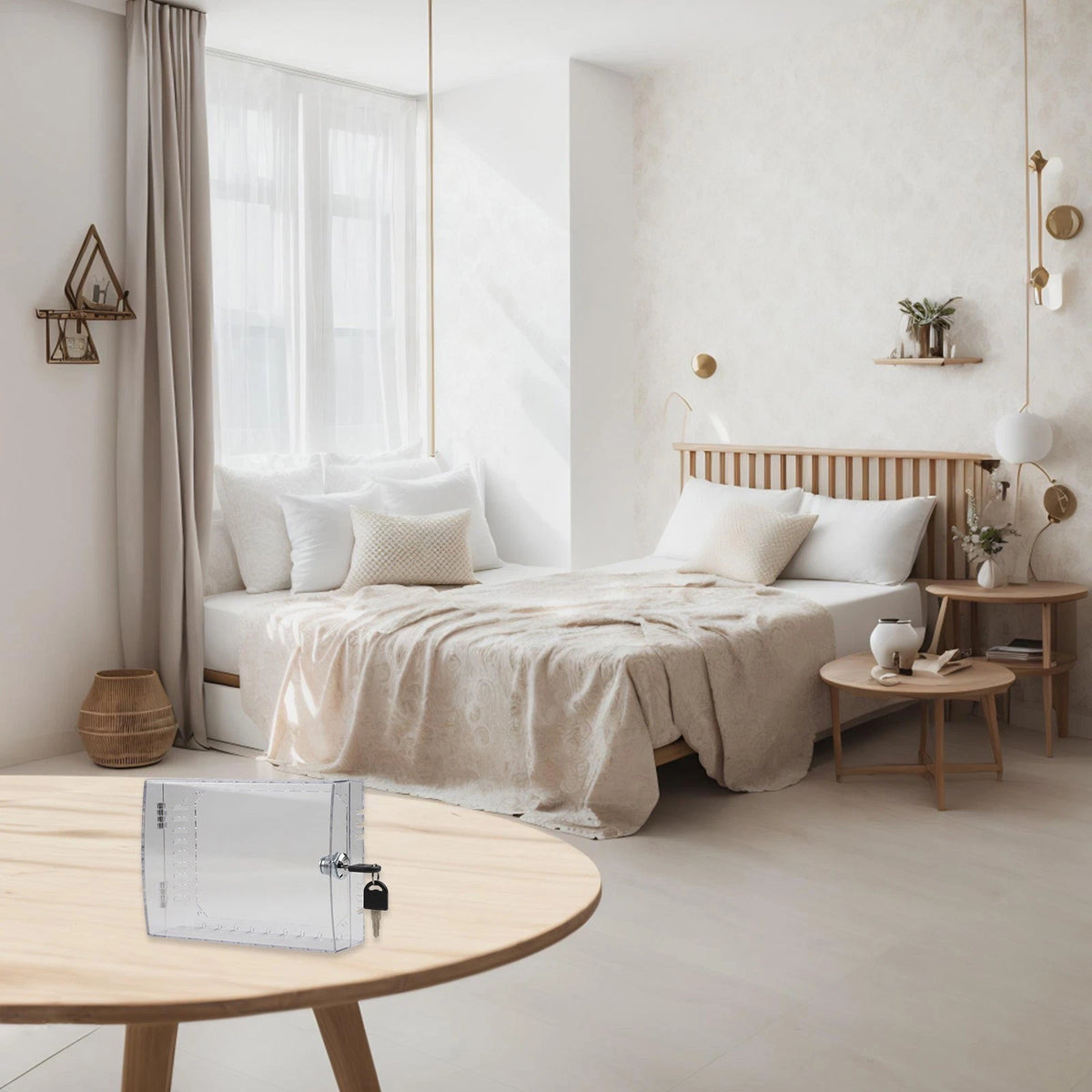 Wall Mounted Thermostat Lock Box with Key - Secure Transparent Home Use