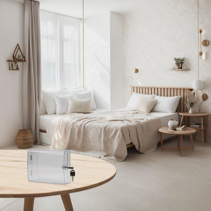 Wall Mounted Thermostat Lock Box with Key - Secure Transparent Home Use