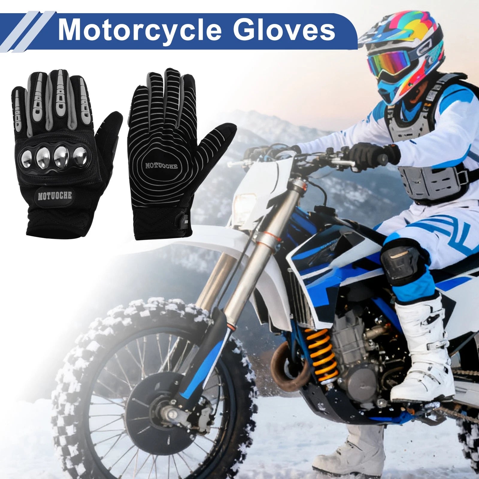 Mens Steel Shell Cycling Gloves for Mountain Biking (Full Finger)