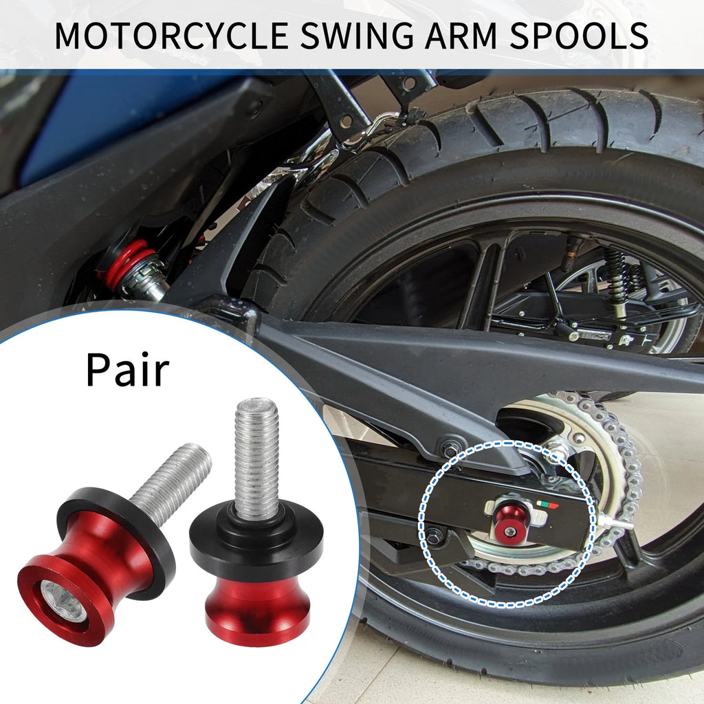 Motorbike Swingarm Spools CNC 10mm Pair for Universal Fitment (—)