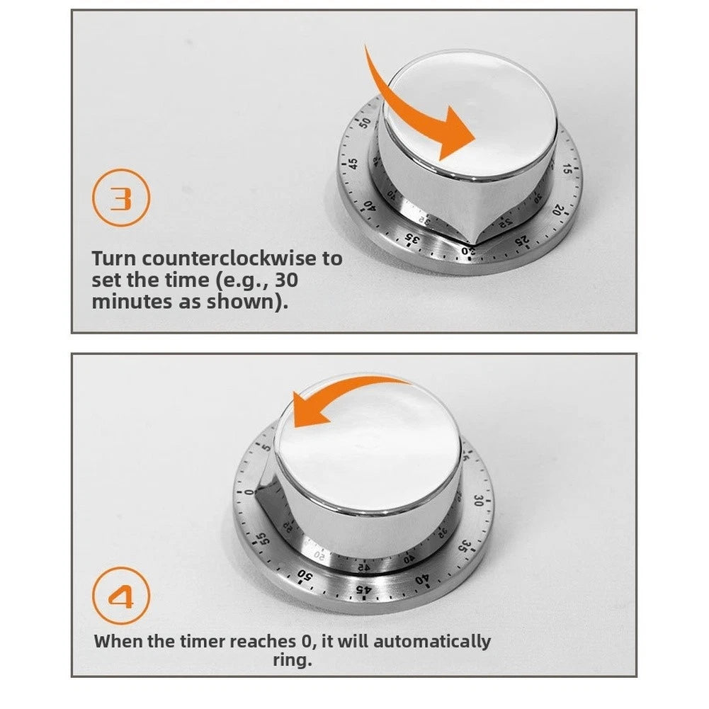 Mechanical Kitchen Timer with Magnetic Suction - Loud Alarm