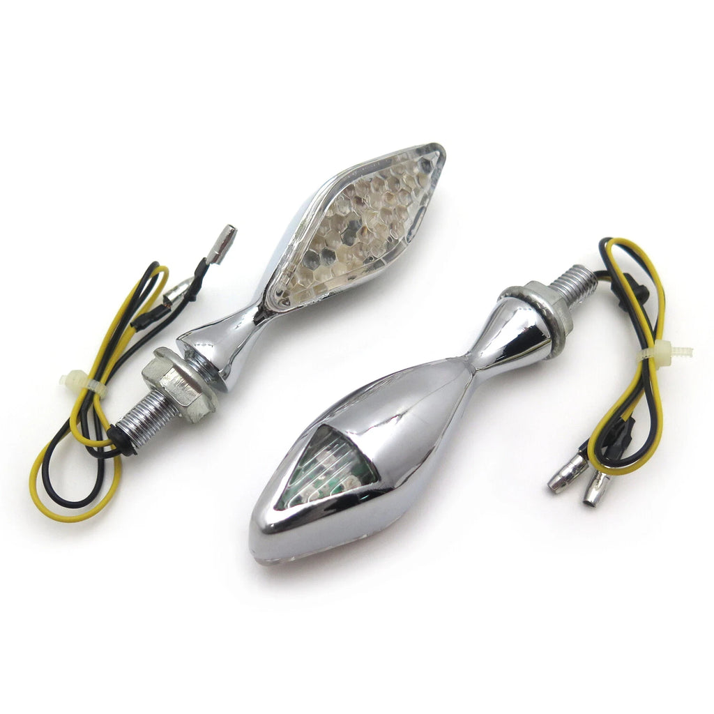 Chrome Clear 8mm LED Turn Signal Indicators for Motorcycle