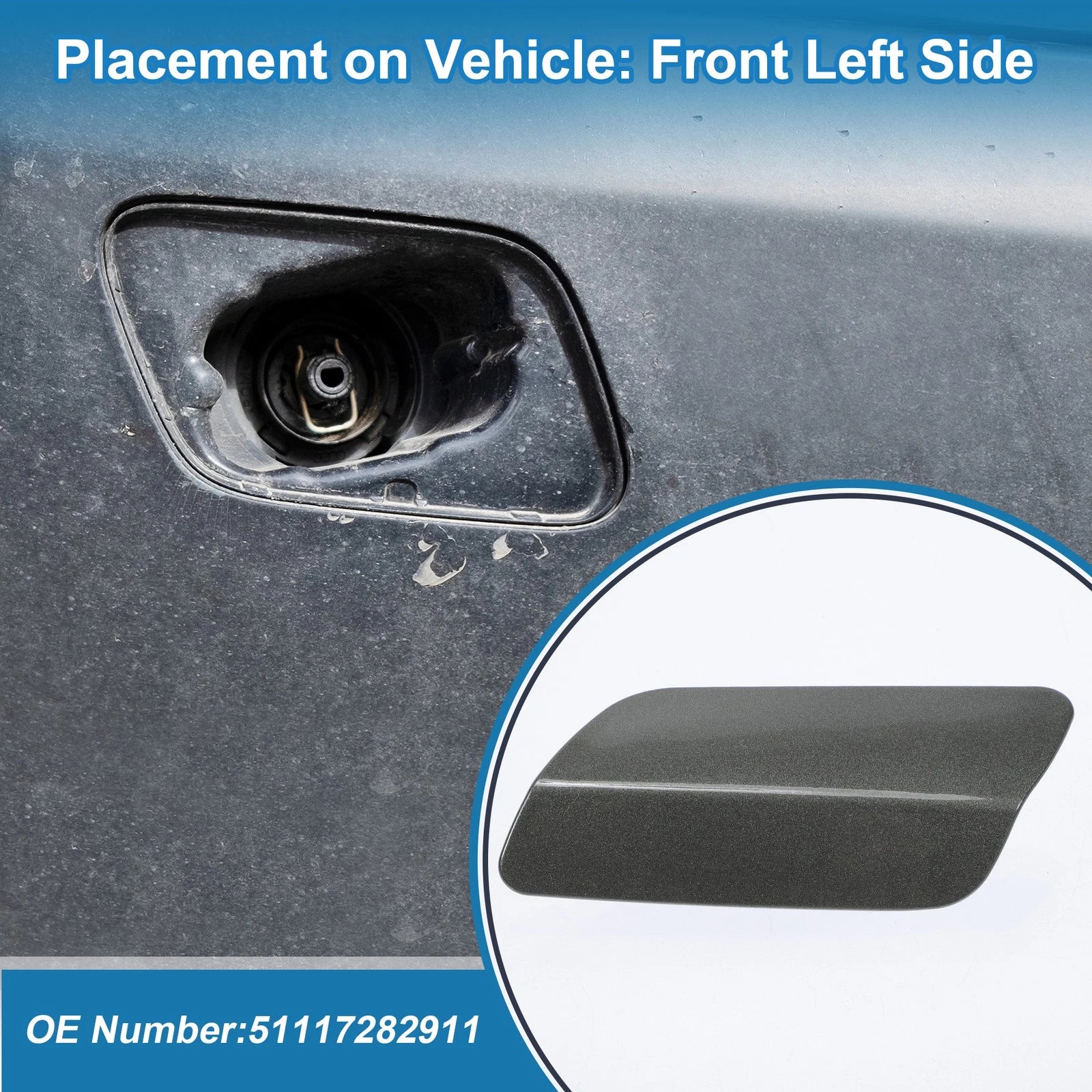 Front Left Headlight Washer Nozzle Cover Cap for BMW 640i (2012–2015)