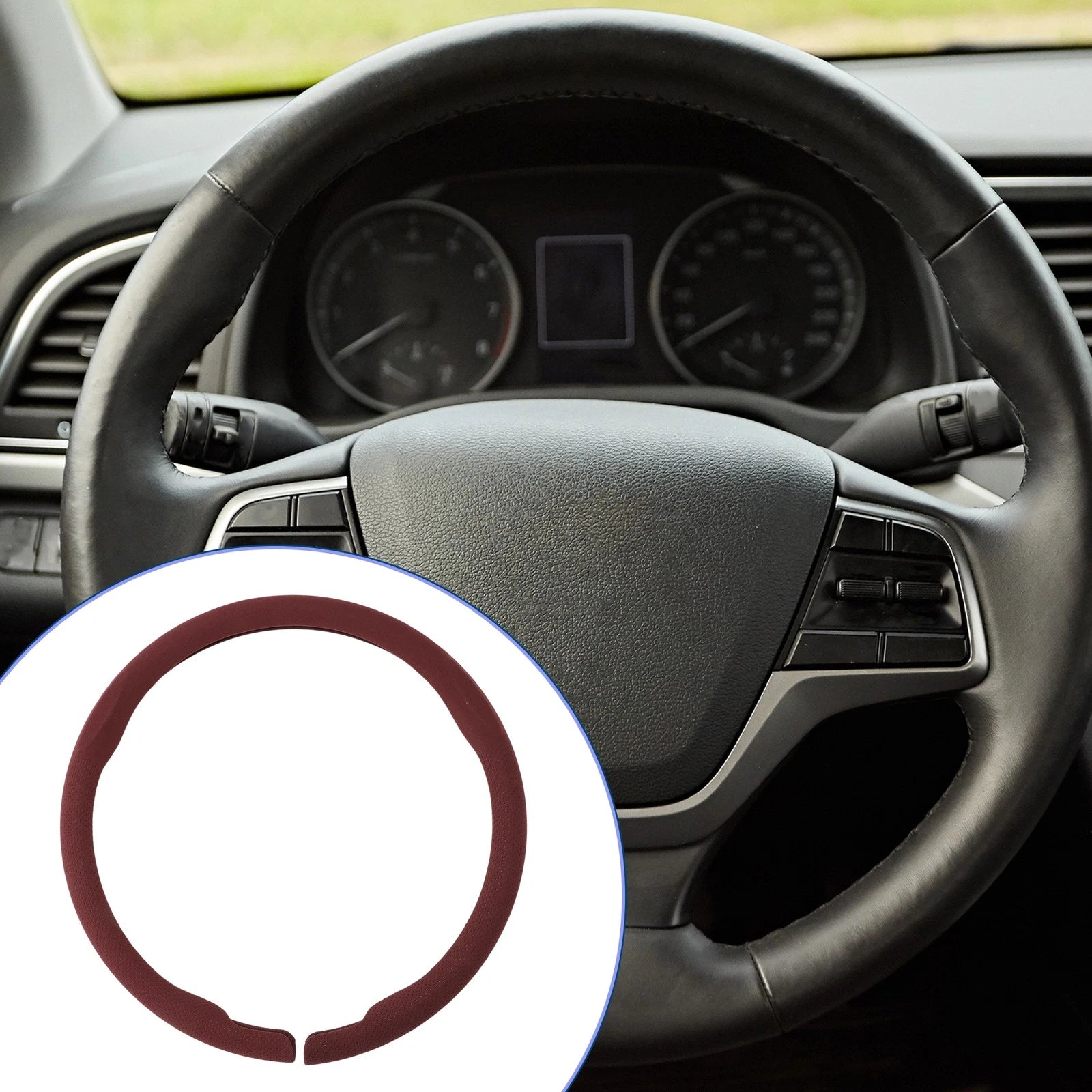 Steering Wheel Cover for Universal Fit (14.96", Wine Red)