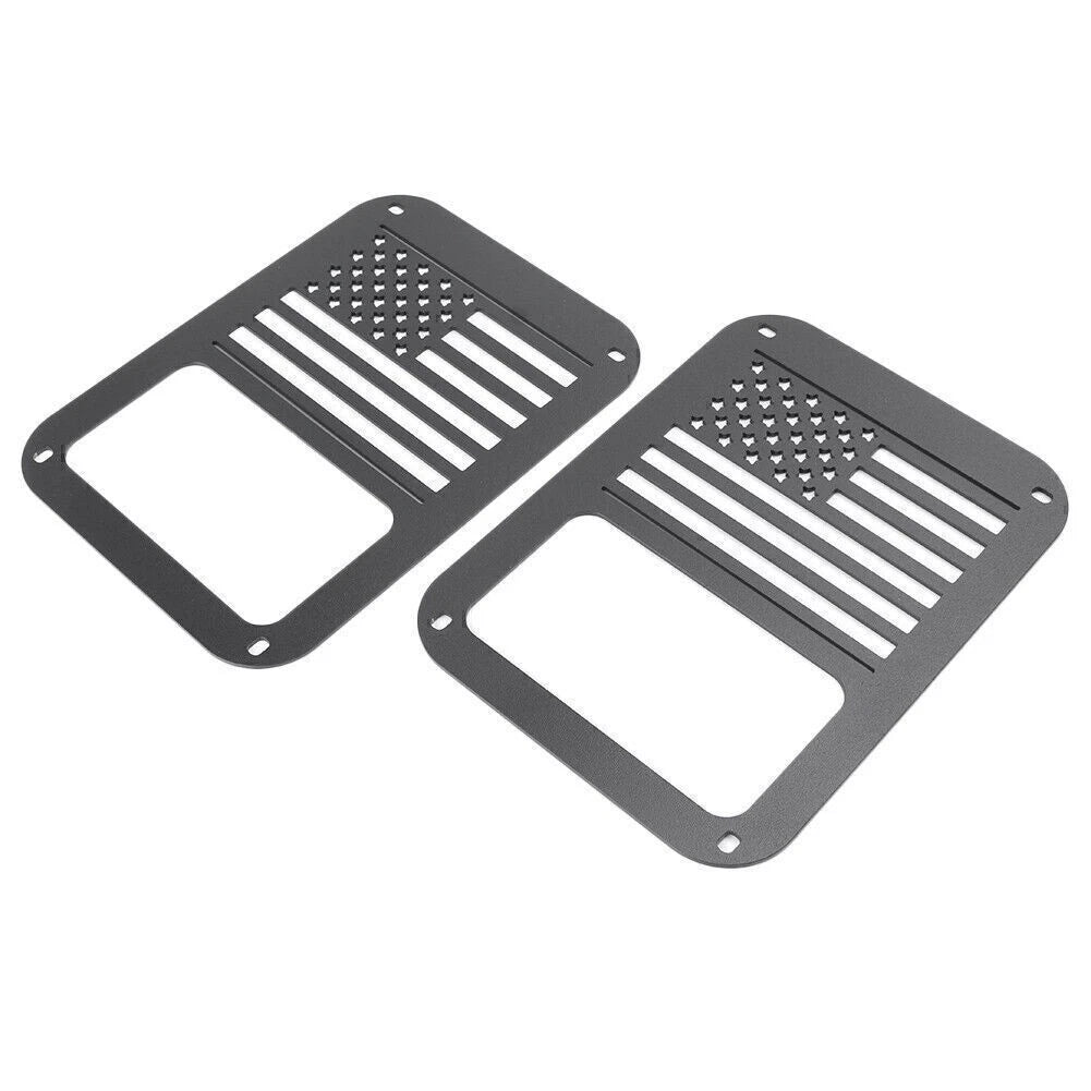 2X Rear American Flag Tail Light Cover Protector for Jeep Wrangler JK (2007–2016)