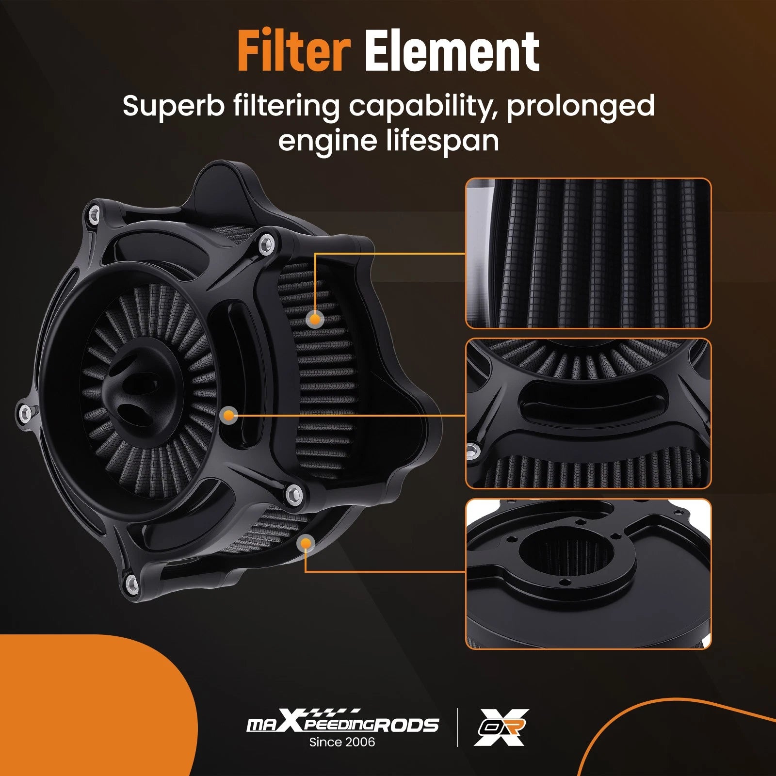 Air Cleaner Kit for Harley Davidson Touring (2000–2007) Black Filter