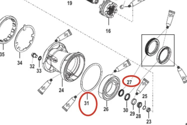 Prop Shaft Carrier Seal Set for Mercury Marine 135HP 150HP 175HP (N/A) 26-888483