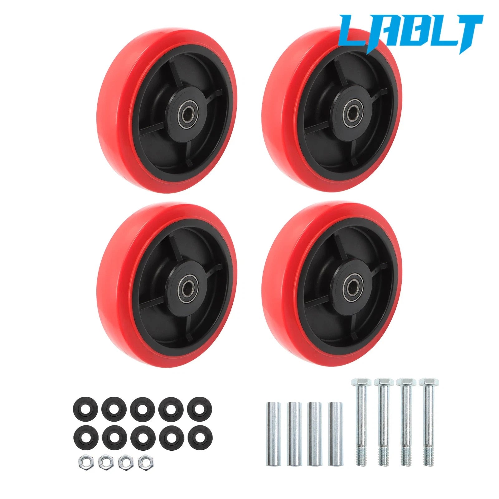 Set of 4 Caster Wheels for (8" × 2", Polyurethane, 1100lb)