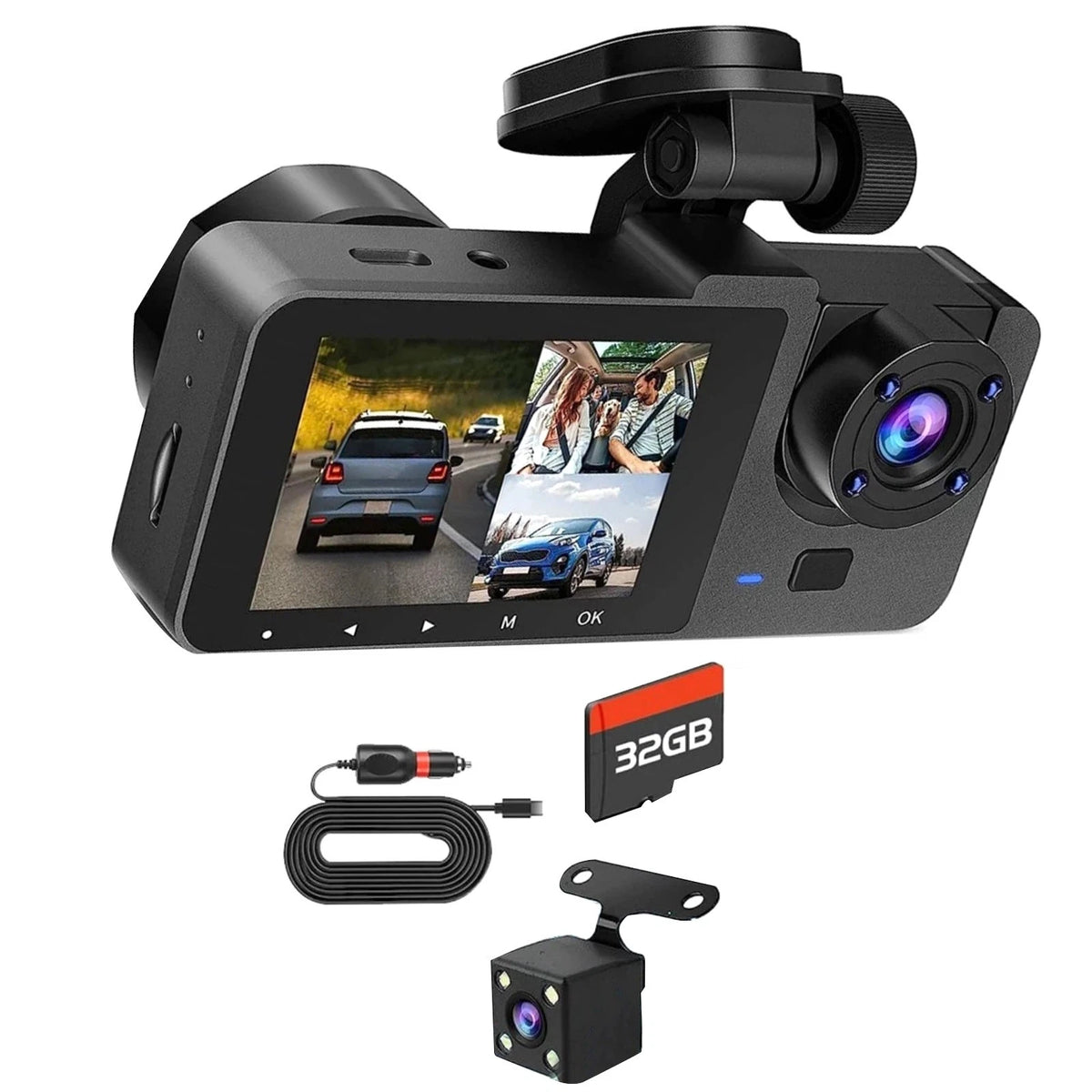 Front and Rear Dash Cam for Car (WiFi, 150°, 32GB Card)