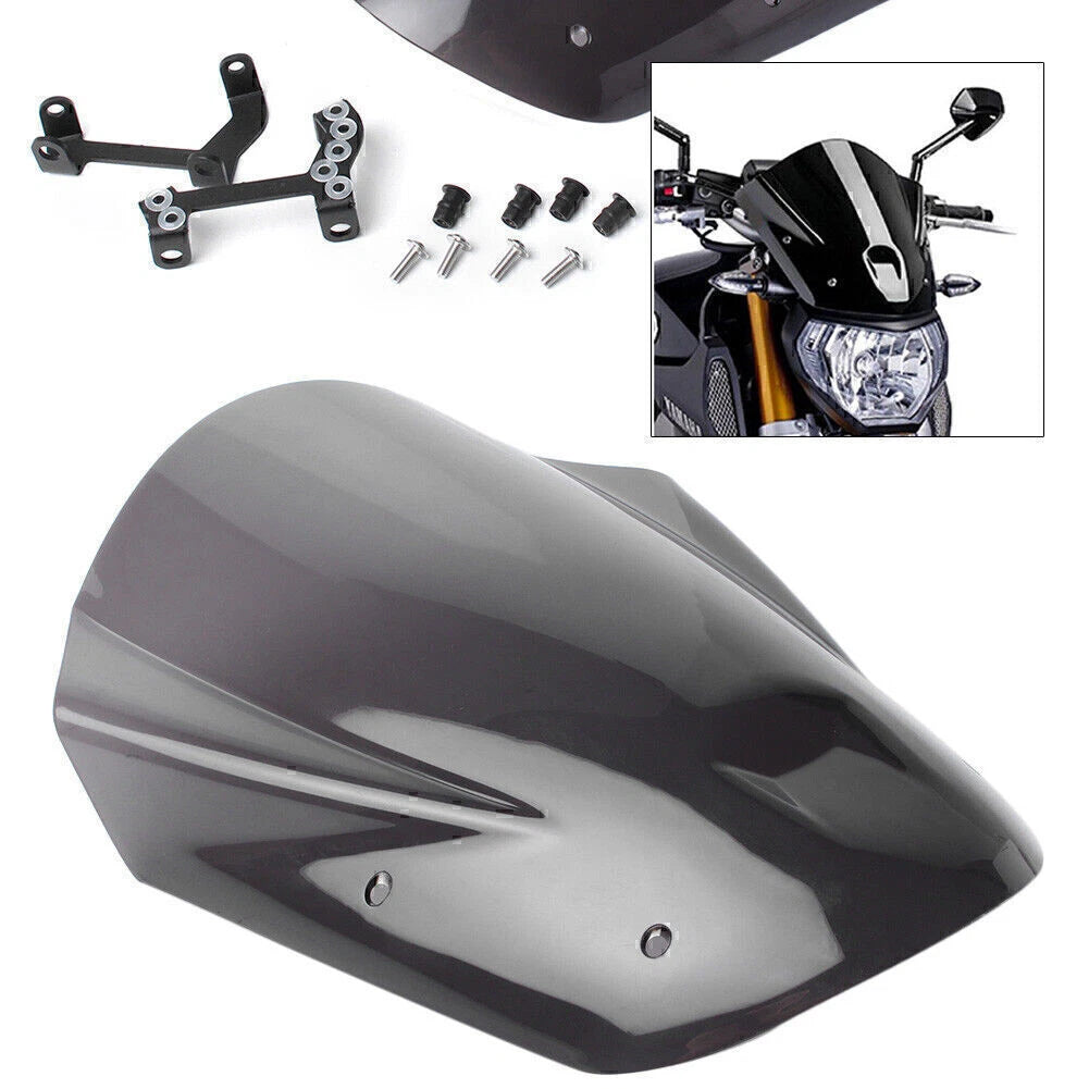 Windshield Windscreen with Bolts Bracket for Yamaha MT09 FZ09 (2013–2016)