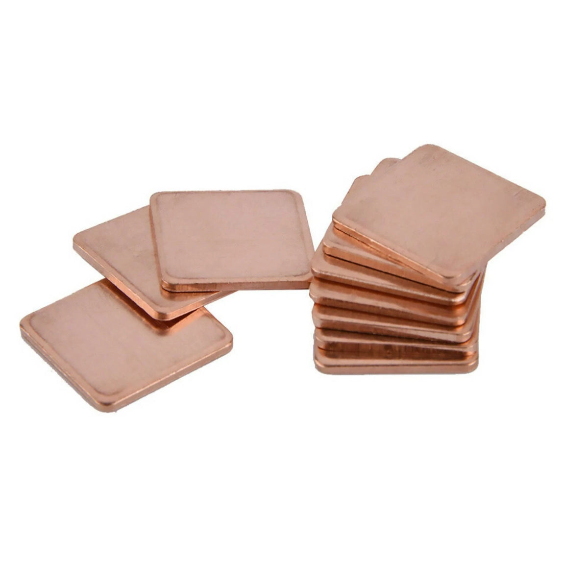 10 Pieces Copper Heat Sink Pads for Laptop CPU 15x15x1mm