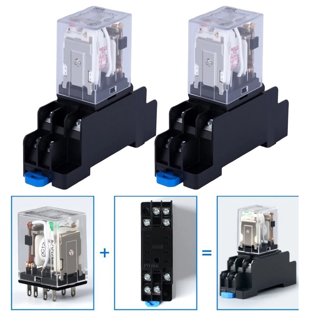 2X 8-Pin 10 Amp Electromagnetic Relay 24V DC with LED Indicator