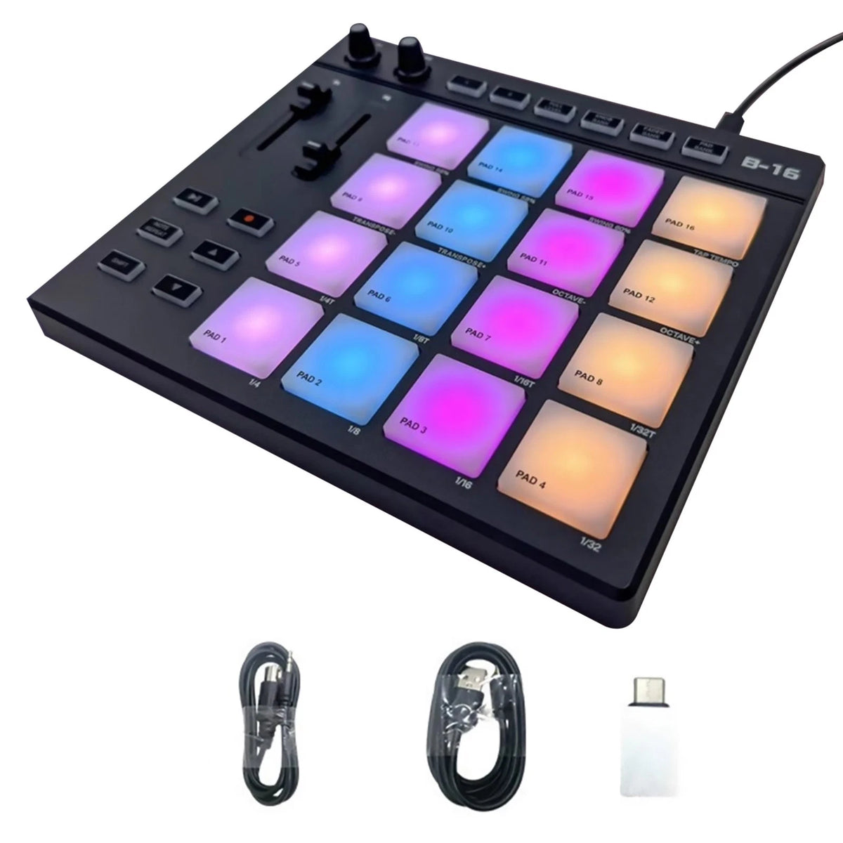MIDI Pad Controller with 16 RGB Illuminated Beat Pads for Music Production
