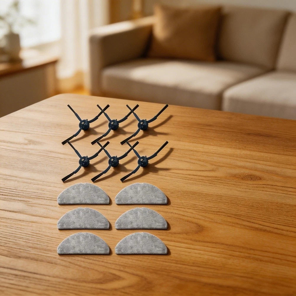 6 Side Brushes 6 Mop Cloths Kit for Eufy G50 L60 SES (Robot Vacuum)