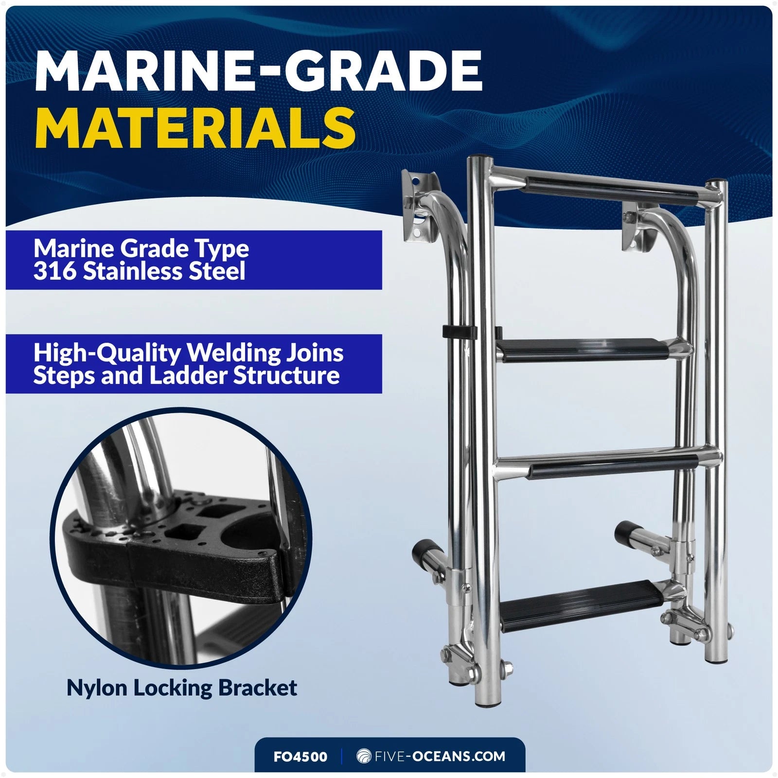 4 Step Folding Boat Ladder for Swim Boarding