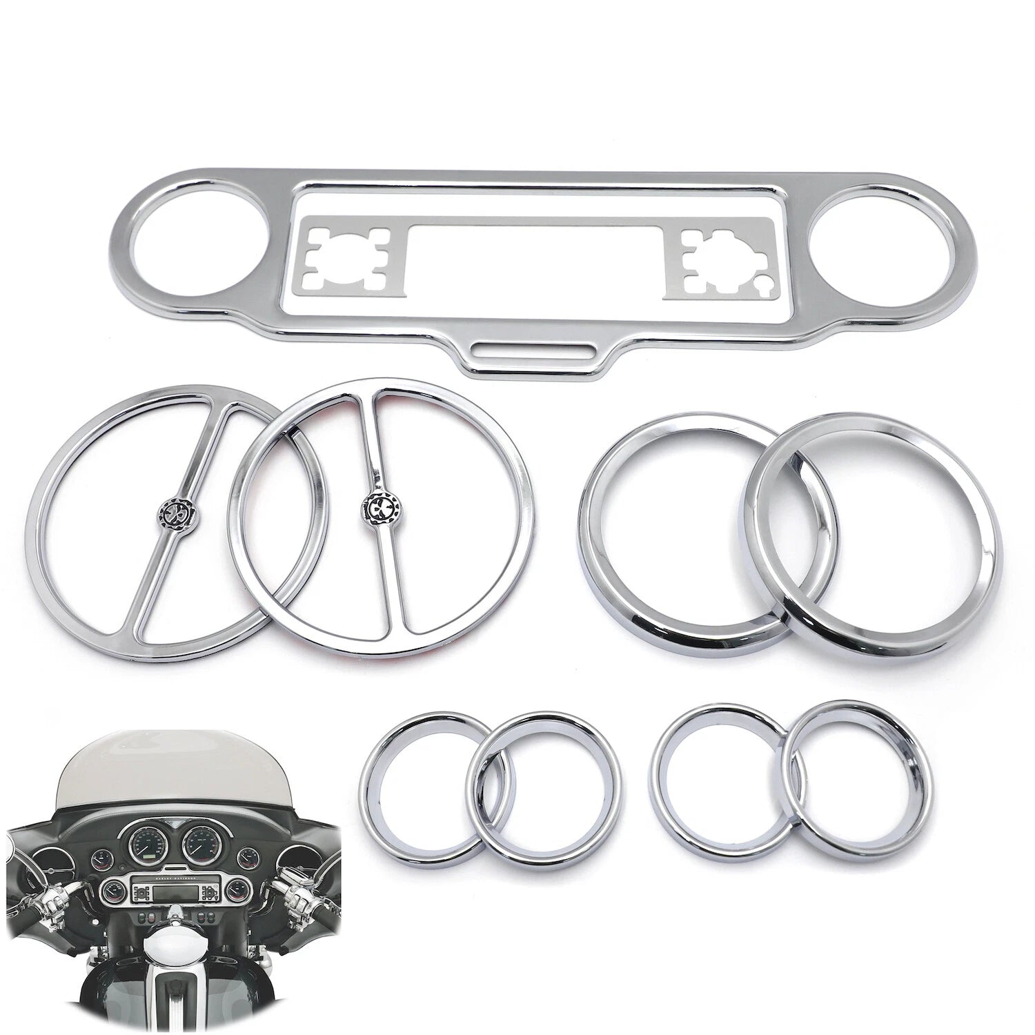 Chrome Skull Inner Fairing Trim Kit for Harley Electra Glide/Street Glide (2006–2013)