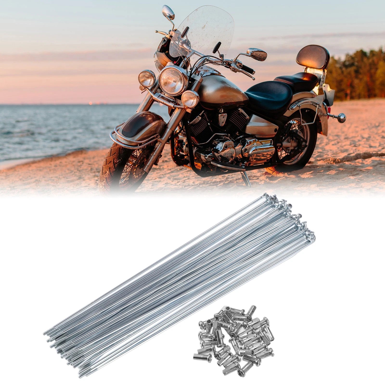 Bicycle Spoke Replacement Kit Galvanized 13G 225mm with Nipples for Most Bike