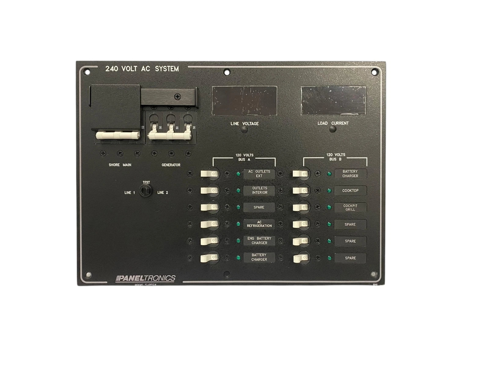 Paneltronics 240 Volt AC Switch Panel with Digital Volt & Ammeter for