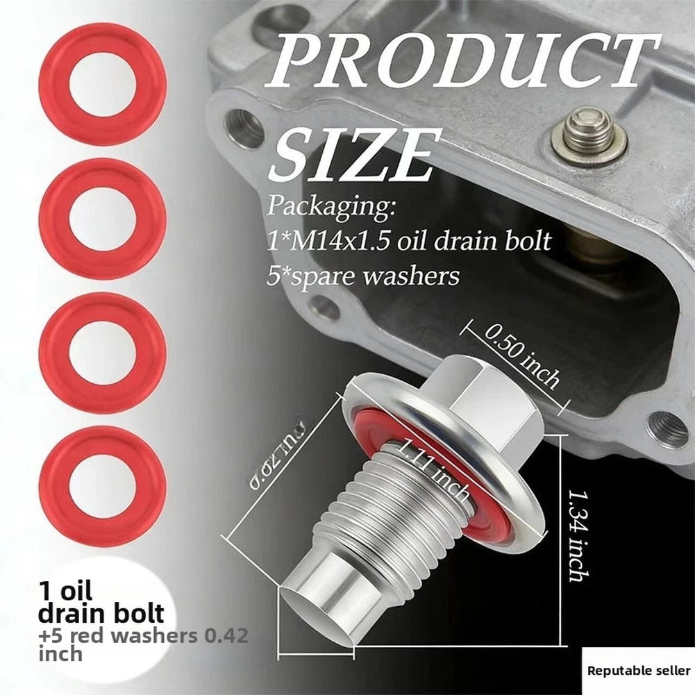 M14x1.5 Oil Drain Connector Bolt with 5 Gaskets for Oil Pan