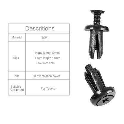 Set of 20 Ventilated Fastener Clips Retainers for Automotive
