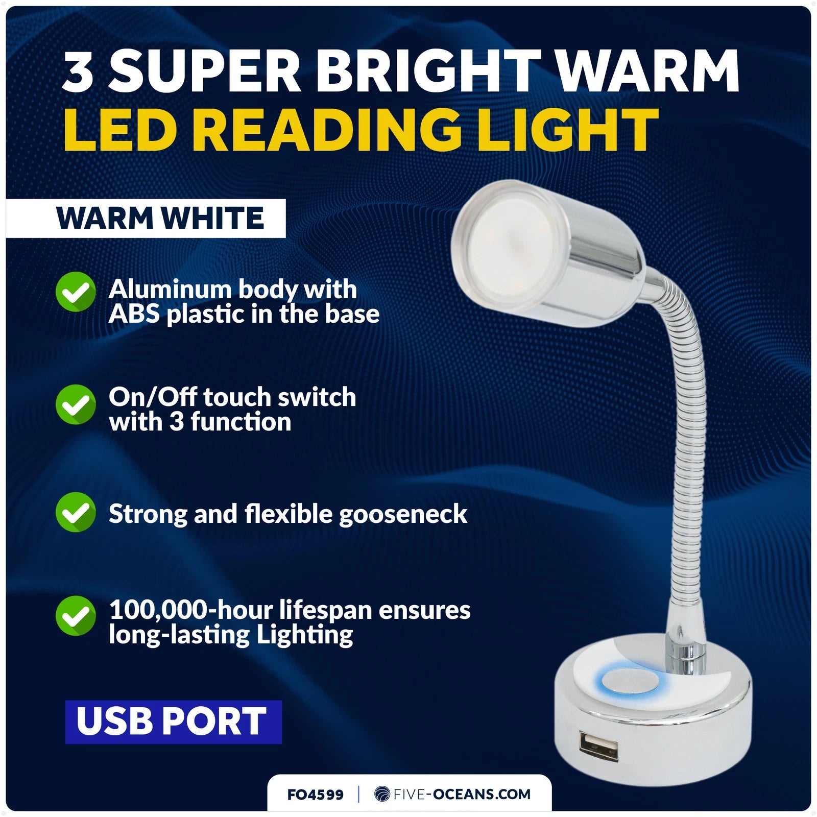 LED Reading Light with USB Port for RV Interior (2010–2023)