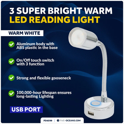 LED Reading Light with USB Port for RV Interior (2010–2023)