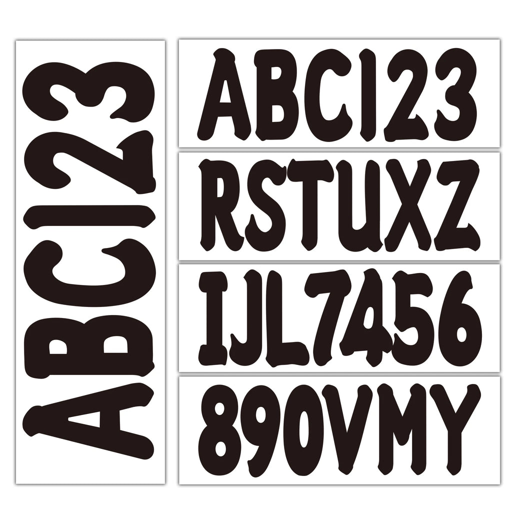 Black Alpha-Numeric Registration Stickers Decals for Boat