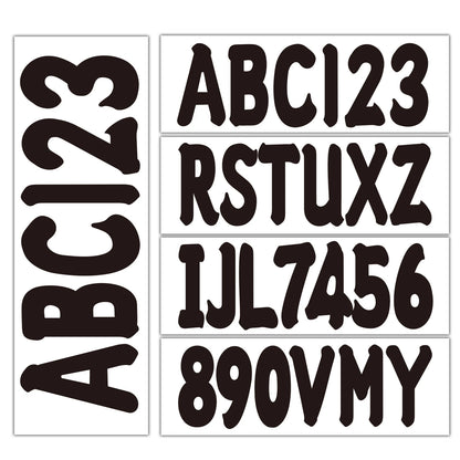 Black Alpha-Numeric Registration Stickers Decals for Boat