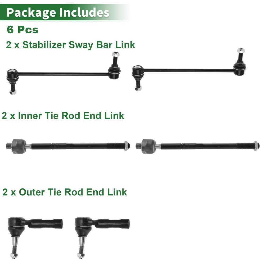 6X Tie Rod Ends & Sway Bar Link for Buick Regal (2014–2017)