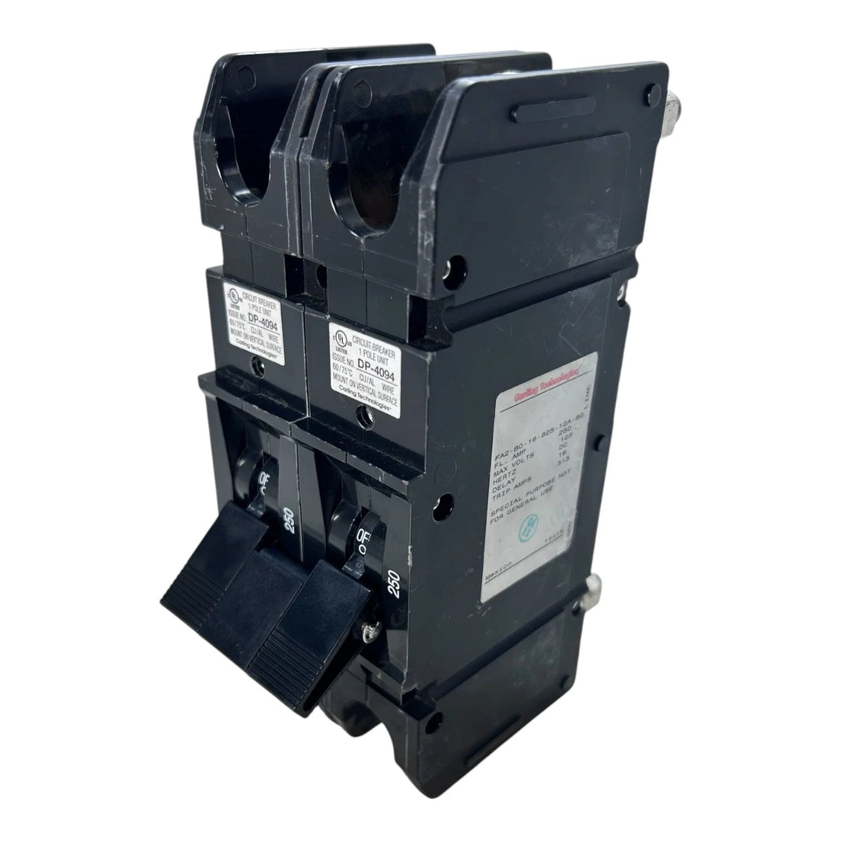 2 Pole Circuit Breaker 250A 125V for Carling Technologies FA2-B0-16-825-12A-BG