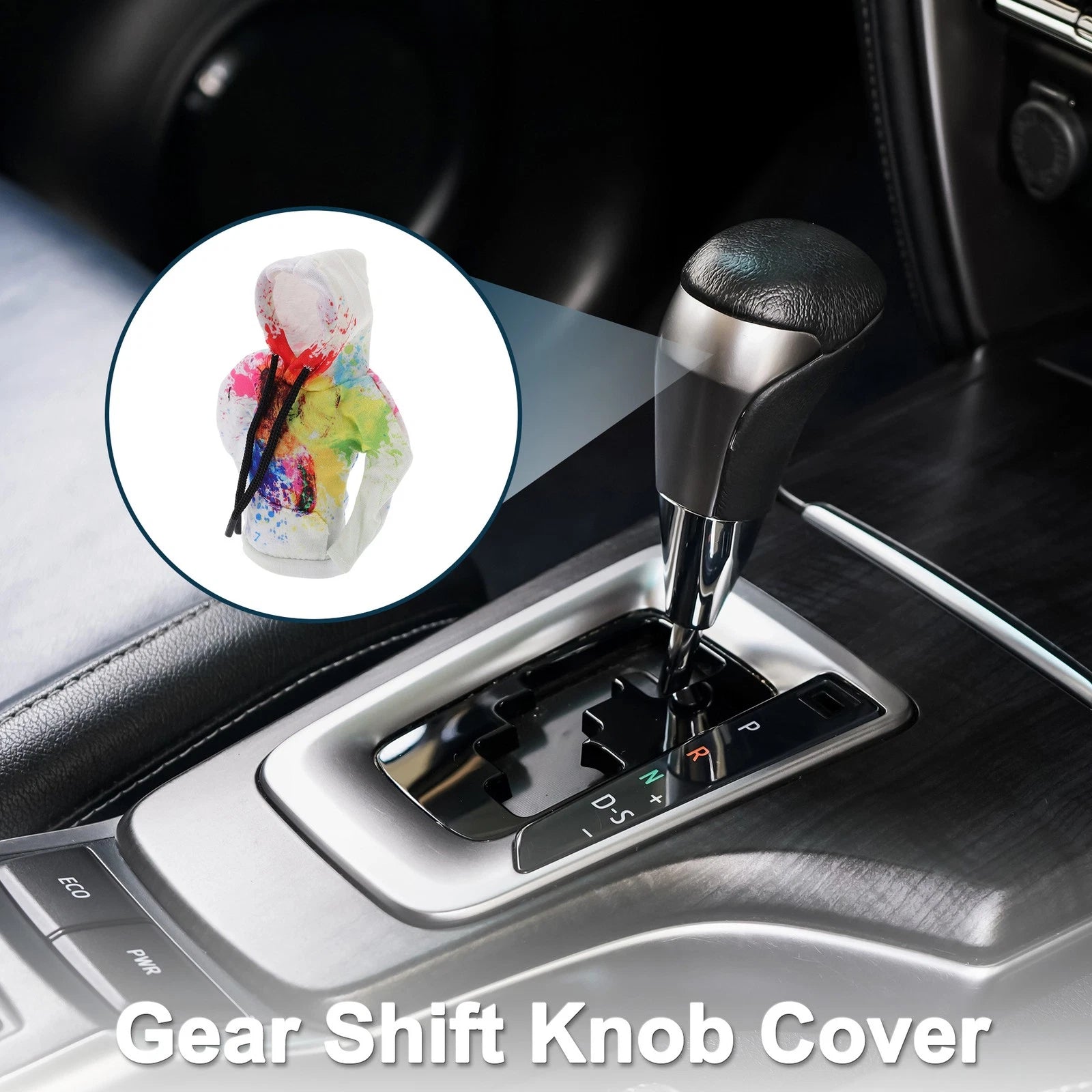 Gear Shift Knob Cover for Universal Car (Colorful White Polyester)