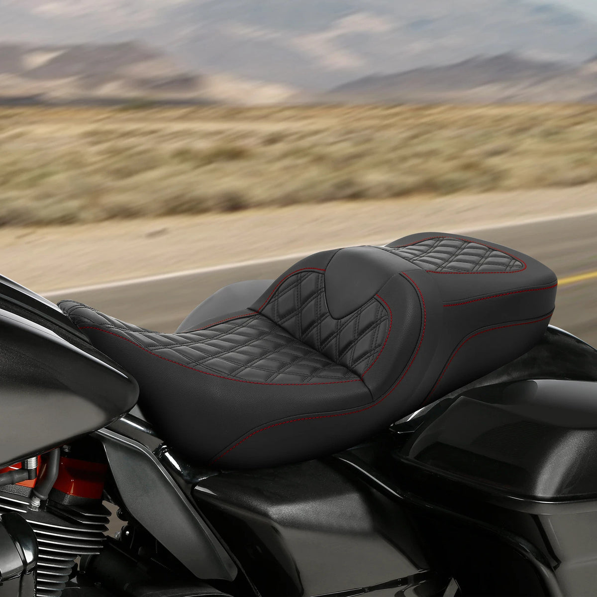 Driver & Passenger Seat for Harley Touring Street Glide (2009–2023) Black Red