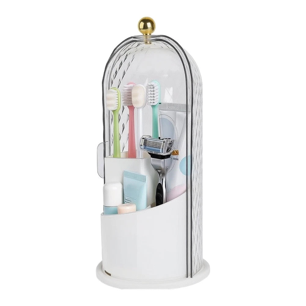 3-Compartment Rotating Holder for Toothbrushes and Cosmetics