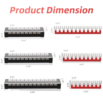 Set of 6 Double Row Terminal Blocks 25A for Wire Connections