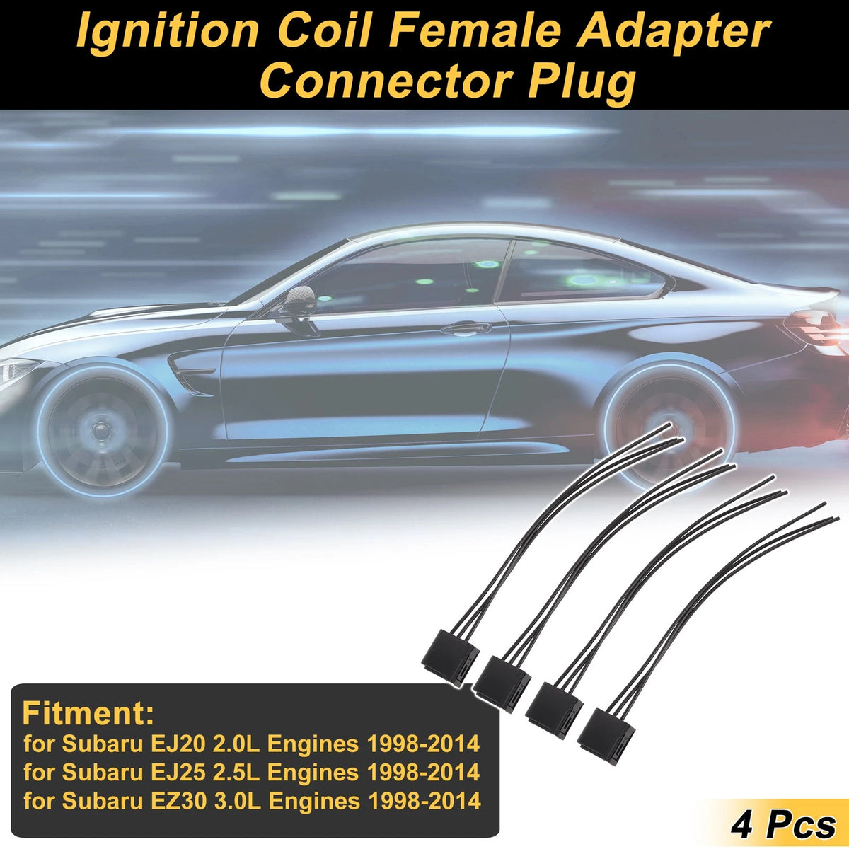 Set of 4 Ignition Coil Connector Plugs for Subaru EJ20 2.0L (1998–2014)