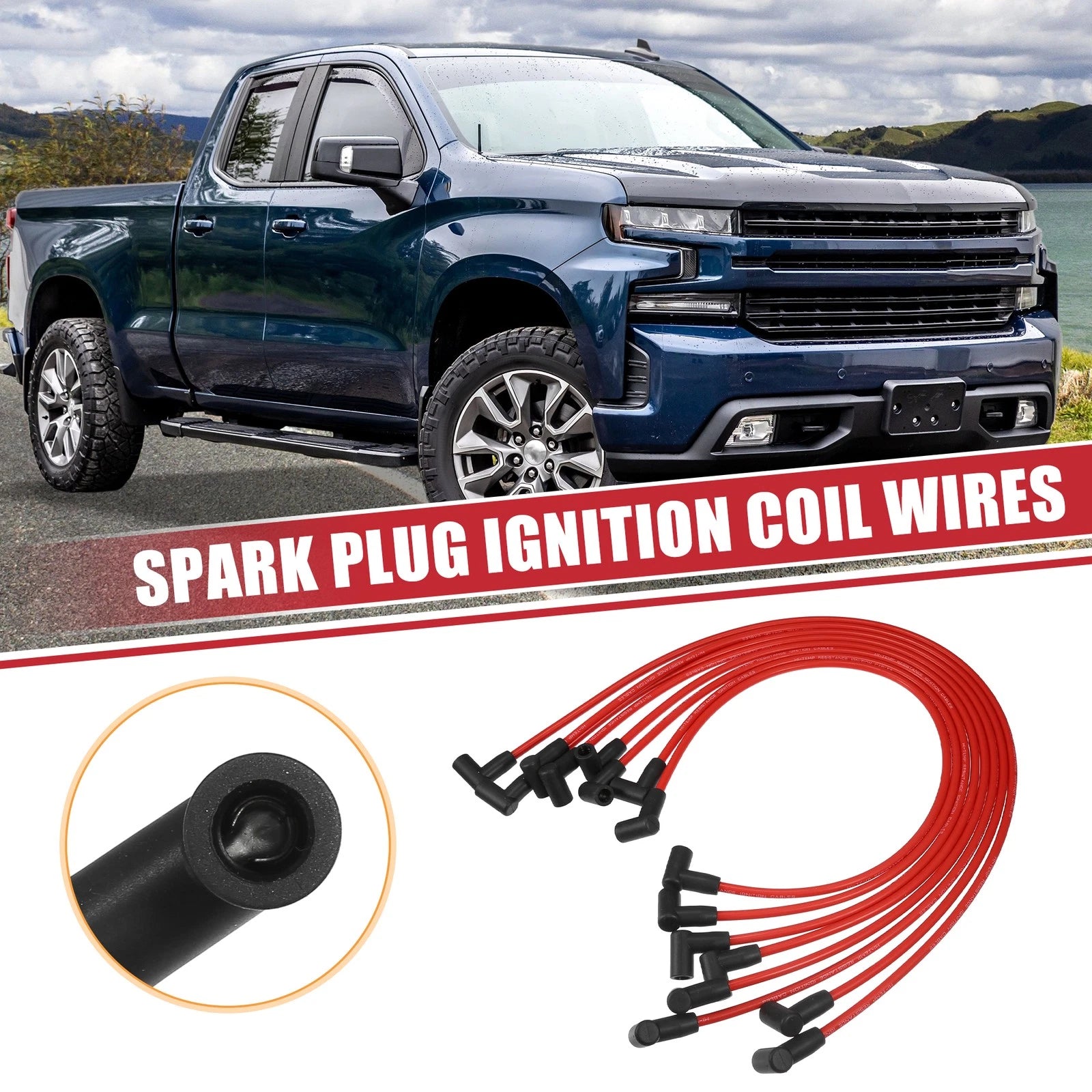 8PCS Spark Plug Wire Set for Chevy Small Block with HEI Cap (1968–1970)