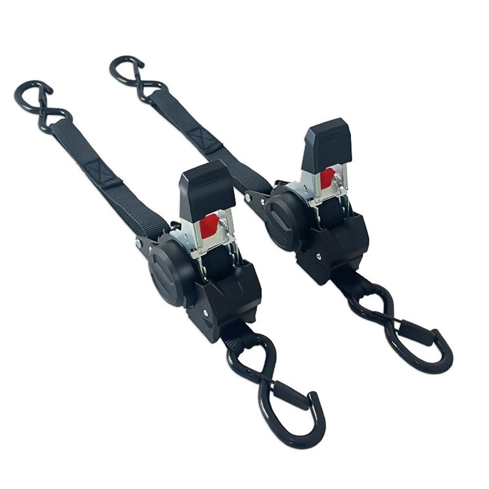 2X Automatic Retractable Ratchet Tie Down Straps for Universal Use
