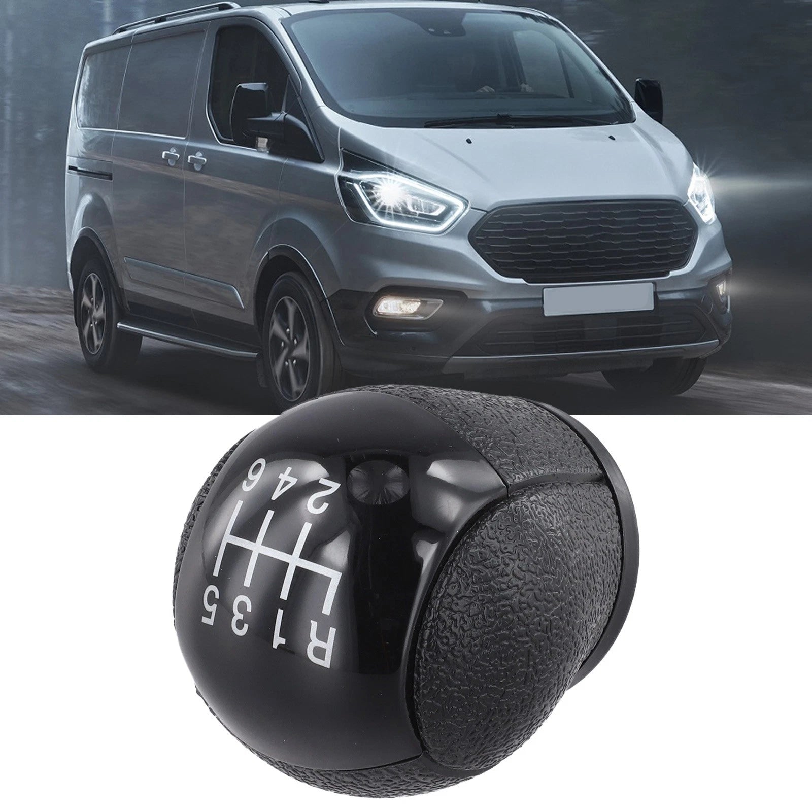 6 Speed Gear Shift Knob for Ford Transit Mk7 (2006–2014) Black Silver