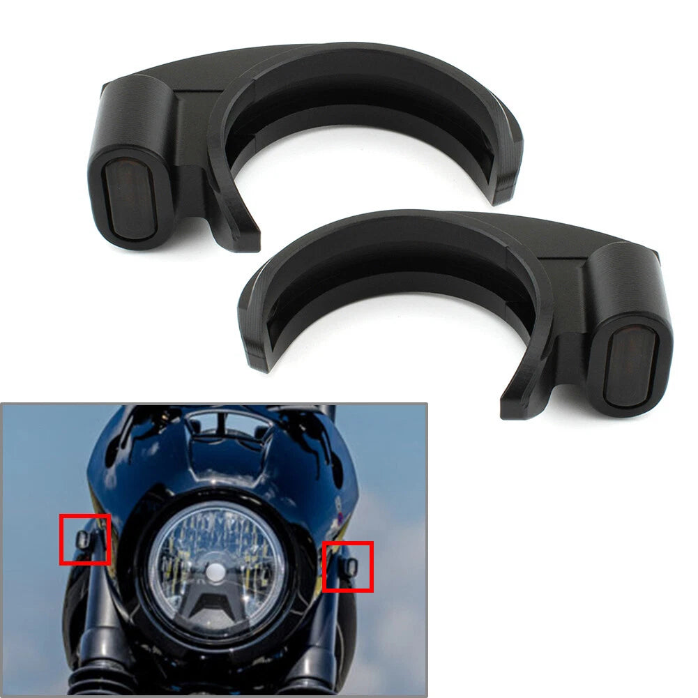 1 Pair LED Front Turn Signal Light For Harley 39-41mm Front Fork Shock Absorber