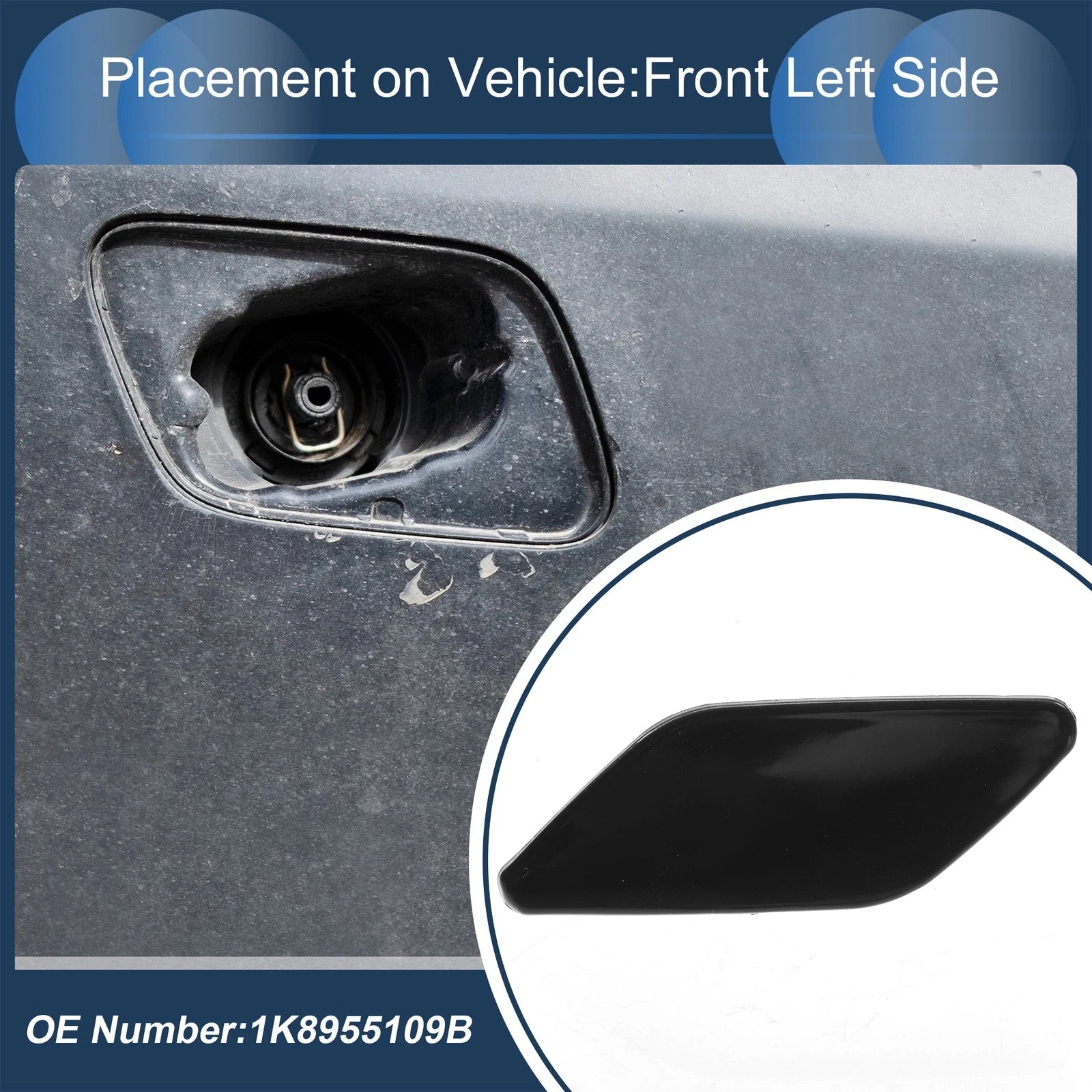 Washer Nozzle Cover Cap Front Left OEM Replacement for Volkswagen Scirocco (2009-2014)