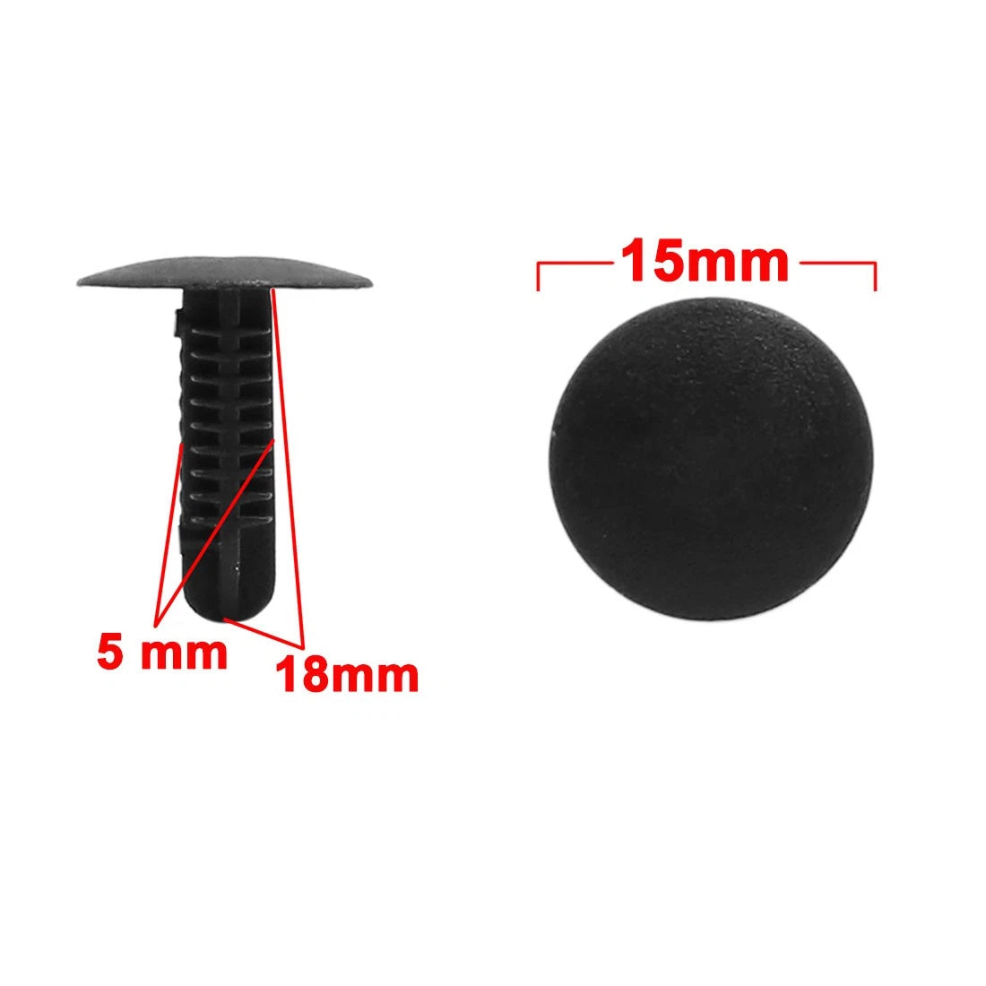 30pcs 5mm Hole Black Fender Bumper Plastic Rivets Fastener Clips