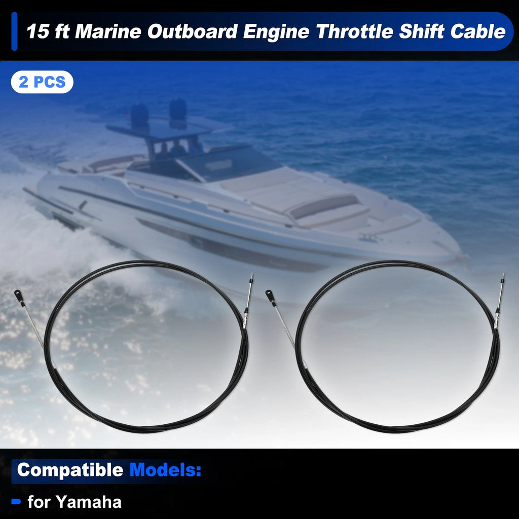 2 pcs Throttle Shift Control Cable for Yamaha Boat (15 ft)