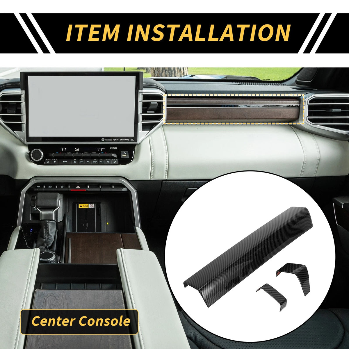 Instrument Strip Cover Carbon Fiber Pattern for Toyota Tundra (2022–2024)